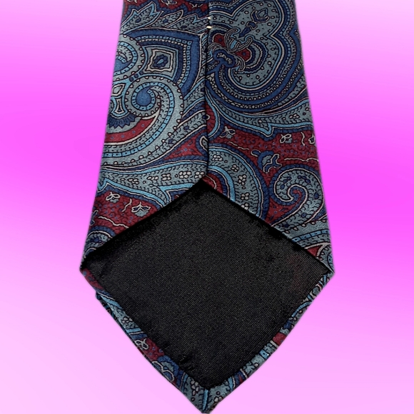André Valetino Vintage Tie Red & Blue Silk Ornate Paisley Necktie - Picture 7 of 14